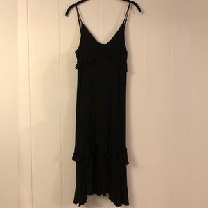 Lulus Island Time Black Ruffled Midi Dress